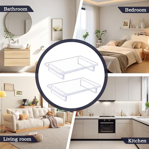 Acrylic Bathroom Tray Display Riser, 2-Pack 9"x5.9"x1.5"