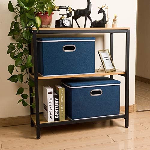 PRANDOM Extra Large Collapsible Storage Bins with Lids [3-Pack] Linen Fabric Foldable Storage Baskets Boxes Organizer Co