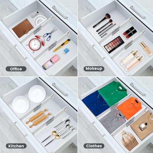 5 Pack 6" High Clear Adjustable Drawer Dividers Clothes,Expandable 12-20"