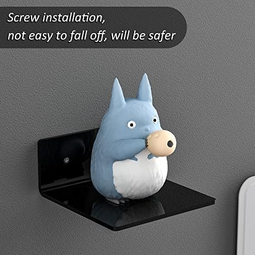 Sezanrpt 6 Inches Acrylic Small Wall Shelves 2 Pack, Floating Shelf for Wall Mounting, Acrylic Display Ledges for Funko Pop Figures, Home Décor, Living Room, Gaming Room, Plants(6 inch, Black)
