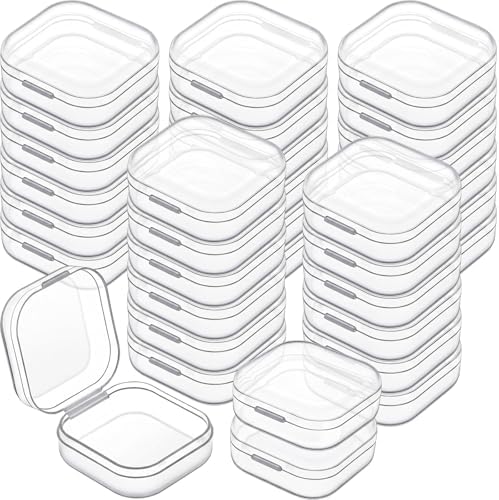 Jetec 30 Pieces Small Clear Plastic Storage Box, 1.4 x 1.4 x 0.7 Inch