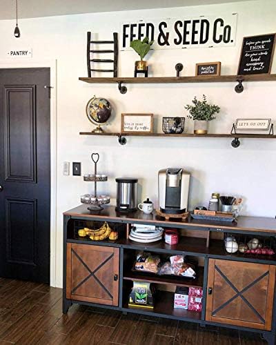 LuckIn Pipe Shelf Brackets for DIY 8 10 12 14 Inch Floating Shelves, Industrial Iron Pipe Bracket, Heavy Duty Metal Shel