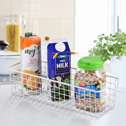 SheeChung Wire Storage Baskets, Metal Toilet Paper Basket Holder, White