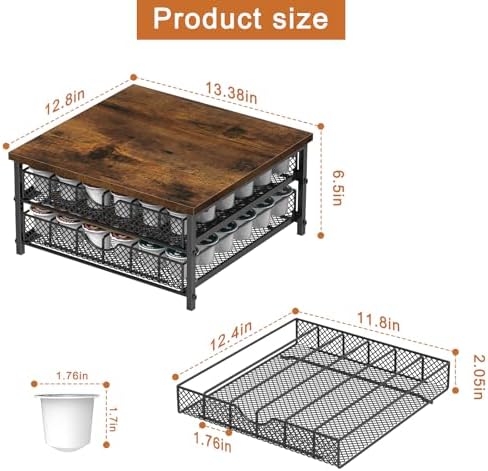 Coffee Pod Holder for Counter, Coffee Pod Drawer for K Cup Storage Drawer Holder, 72 Capacity Pods Storage Organizer Cup
