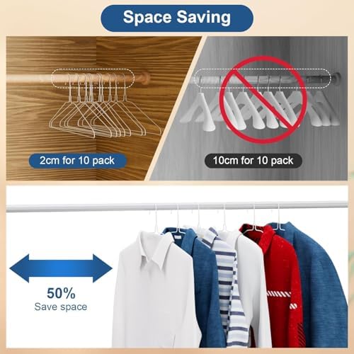 SPECILITE Wire Metal Clothes Hangers Bulk 50 Pack, Ultra Thin, White