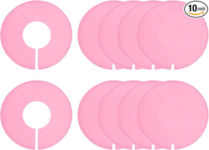 uxcell 10 Pcs Clothes Dividers,Round Closet Rack Dividers Clothing Rack Size Dividers Blank Labels Writable & Reusable for Hanging Clothes Sorting Size, Pink
