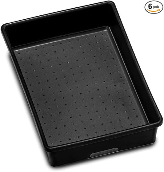madesmart 9x6 Bin Multi-Purpose, Soft-Grip Handles, Non-Slip Feet & BPA-Free, Small, Carbon (Pack of 6)