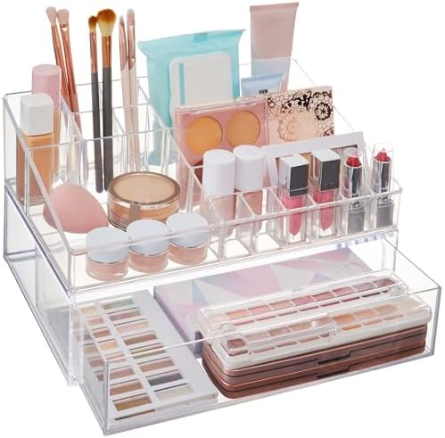 STORi Audrey Makeup Organizer & Drawer Bundle, Holder for Makeup Brushes, Palettes, & Beauty Supplies, Made in USA