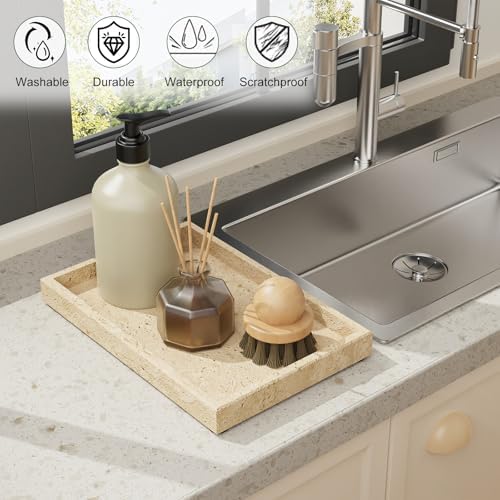 Marble Tray Bathroom, Pure Natural, 11.8x7.9x1.2 in, Travertine