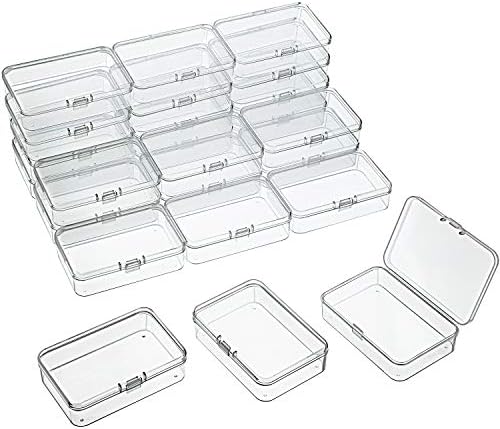 SATINIOR 24 Pcs Small Clear Plastic Container Box, 3.7 x 2.5 x 1 in