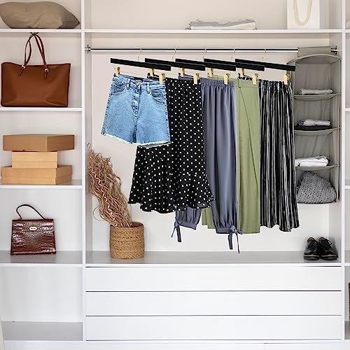Quality Hangers 20 Pack Ultra Thin Space Saving Black Wooden Hangers - 360 Degree Swivel Hook - Best for Suits Coats & More