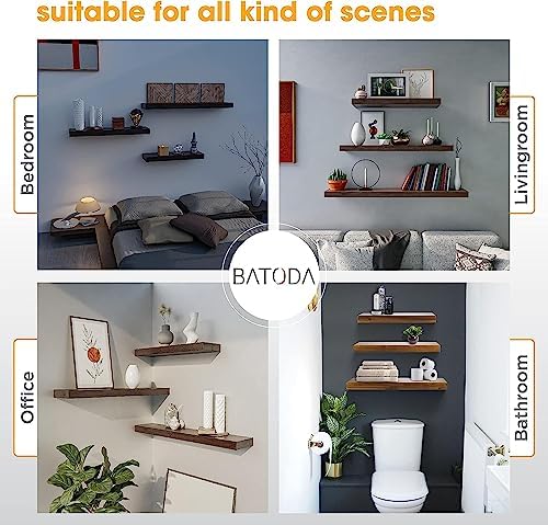 BATODA - 8" Floating Shelf Bracket Heavy Duty (16 pcs)–Solid Steel Blind Shelf Supports - Hidden Brackets for Floating W