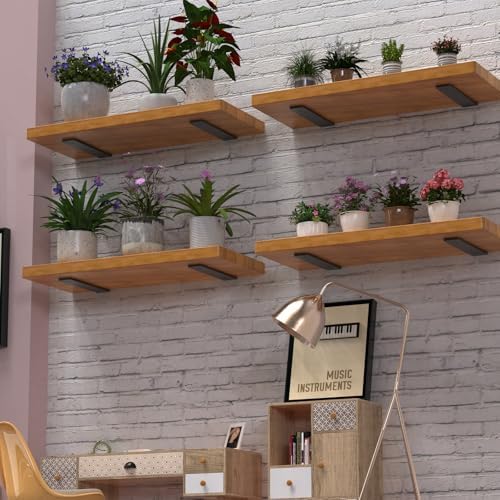 4 Pack 14inch Countertop Support Brackets,Black Shelf Brackets,Heavy Duty Industrial Hidden Shelf Bracket,Metal Floating