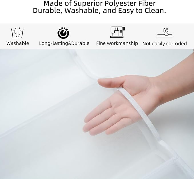 Hanging Purse Organizer for Closet Handbags Storage 2 Pack 8 Pockets and 6 Pockets Purse Organizer with Metal Hooks - White Nylon