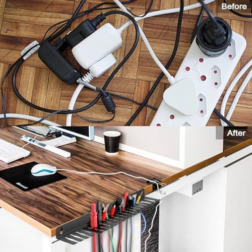 Sumnacon Wall Mountable Cable Hanger and Organizer 2 Pcs Steel Cable Rack with 19 Cable Slots Width from 5-9mm,Sturdy Ca