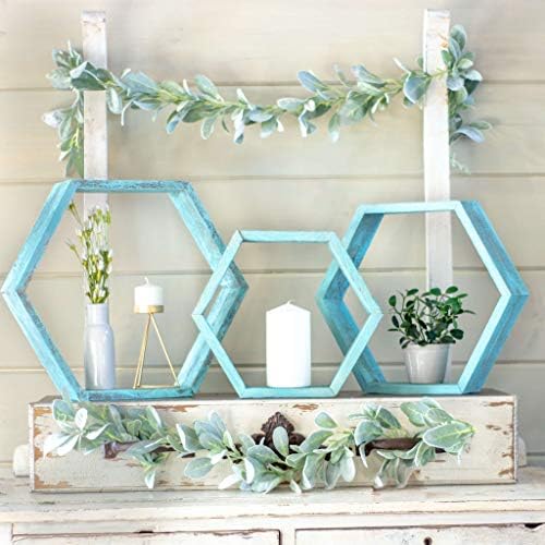 BARNWOODUSA Hexagon Floating Shelves Set of 3 Rustic Farmhouse Reclaimed Wo