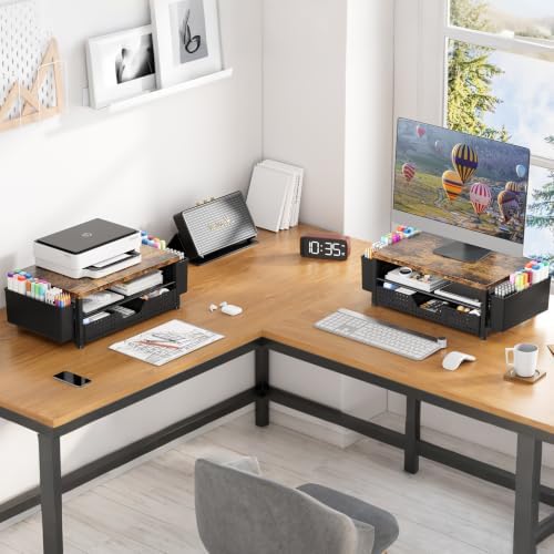 Monitor Riser, Laptop Stand for Desk, Office Desk Organizer and Accessories, Computer Monitor Stand, Desktop Shelf with 