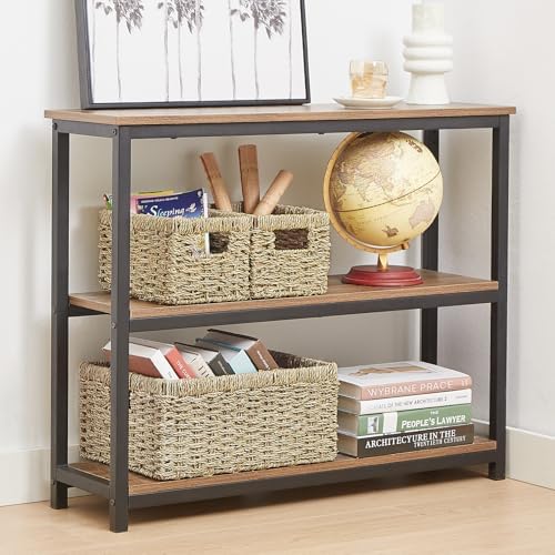 Vagusicc Wicker Basket, Set of 3 Hand-woven Storage Baskets for Organizing, Seagrass Wicker Storage Basket Bins with Han