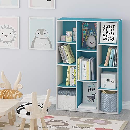 Furinno LUDER Book Shelf, 11-Cube Bookshelf, Reversible Bookcase, 9.4 x 29.1 x 41.7, Easy Assembly, for Living Room, Bed