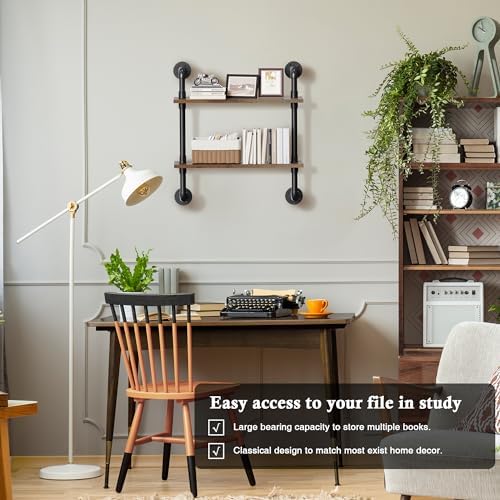 Merapi 2 Tier Rustic Floating Shelves Industrial Pipe Floating Shelf