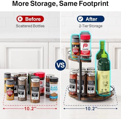 iSPECLE Lazy Susan Spice Rack - 10.2" Lazy Susan Turntable Easy Find Spice