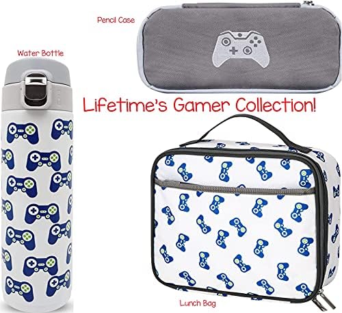 L LIFETIME Pencil Case Organizer Zipper Pouch with Large Compartments for Office Desk School Supplies Pens Markers for Kids - Pencil Pouch - Kid Pencil Case (Video Game Design)