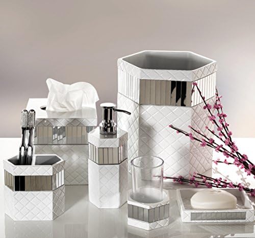 Creative Scents Quilted Mirror White Hand Soap Dispenser for Bathroom