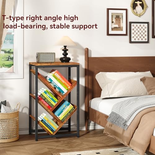 IBUYKE 5 Tier Tree Bookshelf,Small Desktop Bookshelf,Brown TBC003H