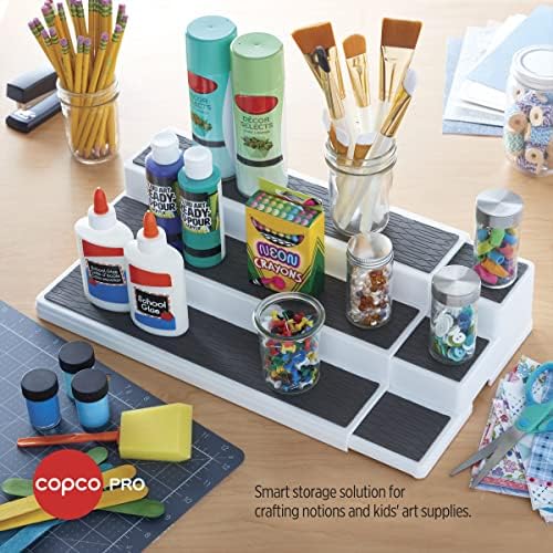 Copco 3 Tier Expandable Cabinet Organizer - Spice Rack Shelf for Pantry, Kitchen, Bathroom, Closet Storage - Adjustable 