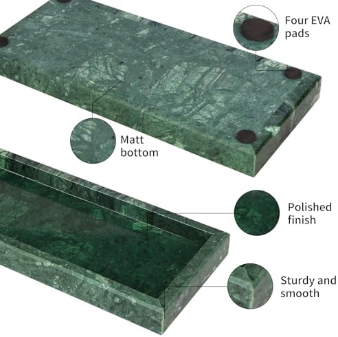 Marble Bathroom Vanity Tray, Blackish Green, 12"x 5" x1.2"