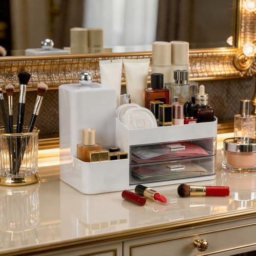 Large Makeup Organizer Countertop with Drawers, Make Up Organizer for Vanity, Makeup Storage Organizer Countertop Makeup