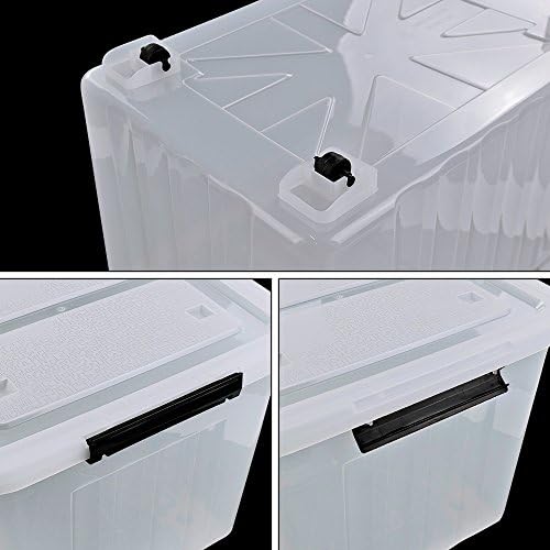 4-Pack 70 L Large Clear Plastic Storage Boxes with Latching Lids