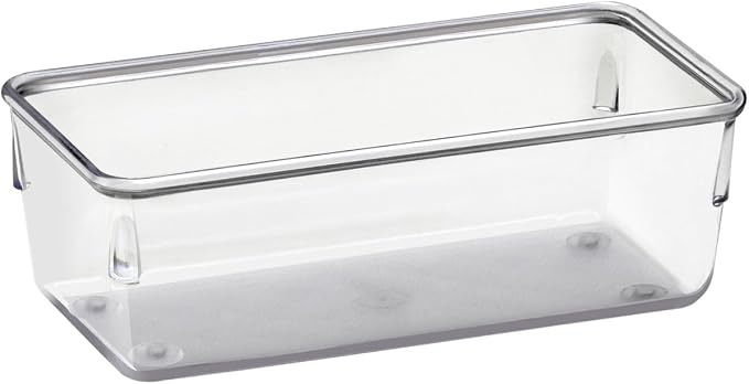 Acrimet Drawer Organizer Modular, Box Tray Storage Bins for Office, Home, Makeup, Kitchen, Junk Drawer ( 4 Pieces) (Clear Crystal Plastic)