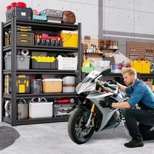 2-Pack Heavy Duty Garage Shelving for Garage, Warehouse & Workshop Organization, 71" H x 35" W x 16" D Adjustable 5-Tier