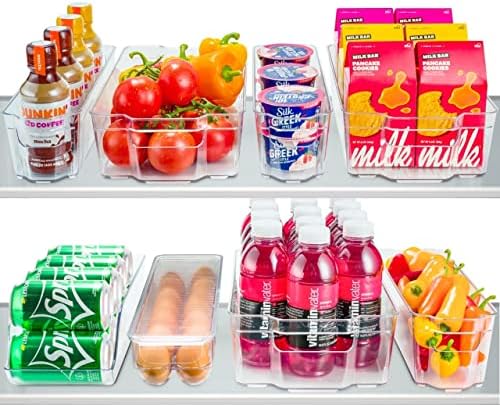 Set Of 8 Refrigerator Pantry Organizer Bins - Clear Food Storage Baskets for Kitchen, Countertops, Cabinets, Fridge, Fre