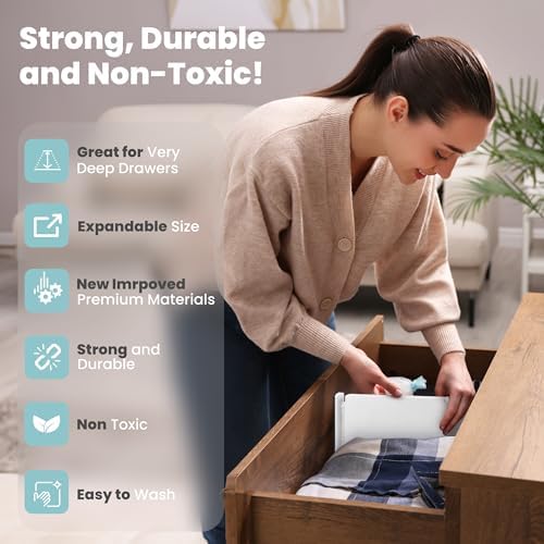 RAPTUROUS White Expandable Drawer Dividers (2.5" Tall, 13"-22" Long, 4 Pack - White)