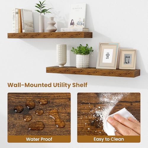 Fun Memories Floating Shelves 30 Inch, Wall Mounted Wood Shelf Set of 2, Farmhouse Decor for Bathroom, Bedroom, Kitchen,