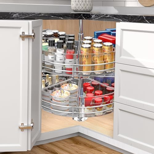 JOWBOOW Lazy Susan Organizer Bins for 32"-33" Diameter Corner Cabinet Lazy Susan, 6 Pack, Clear Plastic Cabinet and Pant
