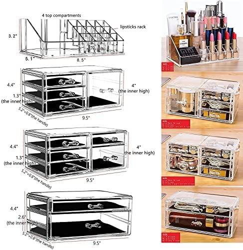 Cq acrylic Makeup Organizer Skin Care Large Clear Cosmetic Display Cases Stackable Storage Box With 11 Drawers For Vanit