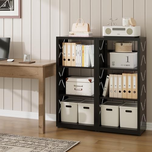 SteeLoong 3 Tier Bookcase,Metal Bookshelf with Adjustable Feet & Shelves