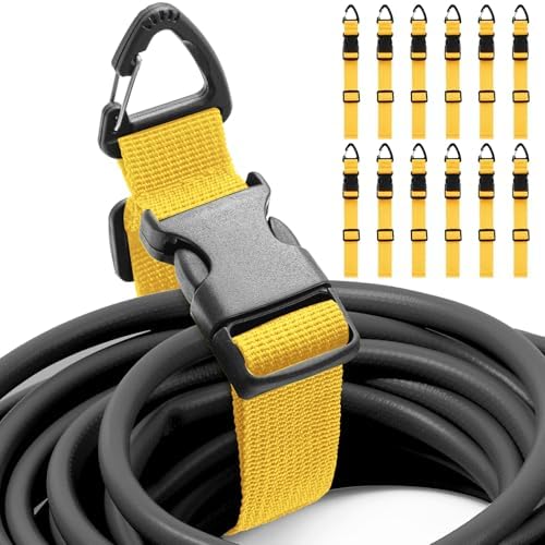 12 Pack Adjustable Extension Cord Holder Straps,Yellow