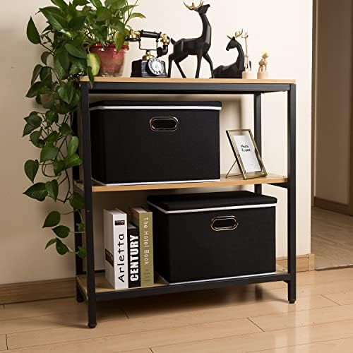 PRANDOM Extra Large Collapsible Storage Bins with Lids [3-Pack] Linen Fabric Foldable Storage Baskets Boxes Organizer Co