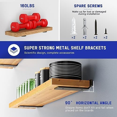 Goovilla Shelf Bracket, Floating Shelf Brackets 4 inch Long, 4 Pack, Black
