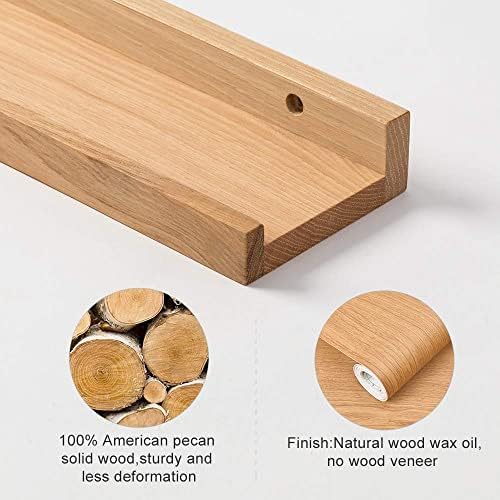 HOMWOO Floating Shelves Walnut Natural Wood Wall Shelves Small Picture Ledge for Home, Living Room, Bedroom, Bathroom, O