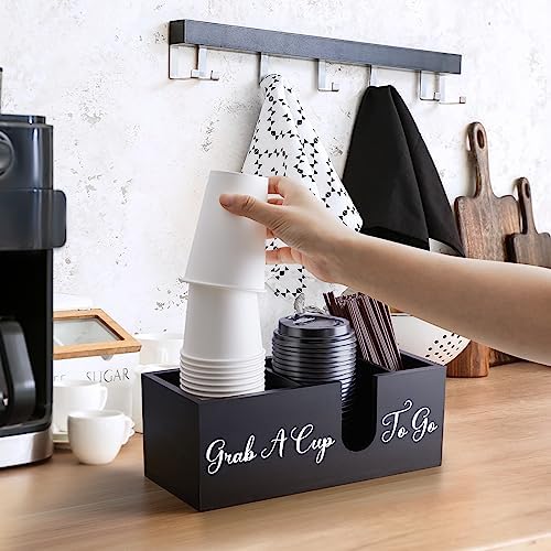 ALELION Coffee Cup Holder for Countertop - Wood Coffee Bar Accessories and Organizer - Coffe Station Organizer for Cup L
