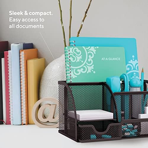 Mindspace Office Desk Organizer with 6 Compartments + Drawer | The Mesh Collection, Black…