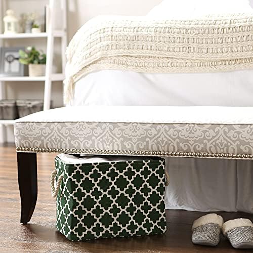 DII Polyester Container with Handles, Lattice Storage Bin, Medium, Hunter Green