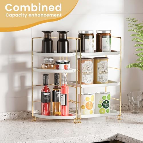 3-Tier Bathroom Organizer Countertop, Corner Bathroom Counter Organizer, Makeup for Vanity Skincare Organizers and Stora