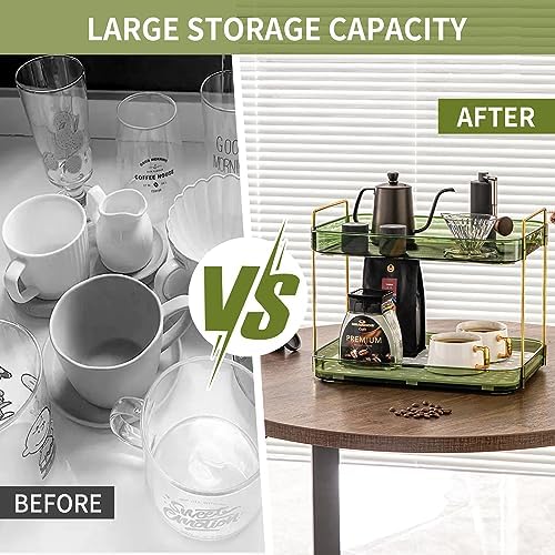 Coffee Bar Accessories, Station Organizers,Large Capacity Storage with Drain Board,Whisky Tray,Mug Tea Cup Holder Coffee