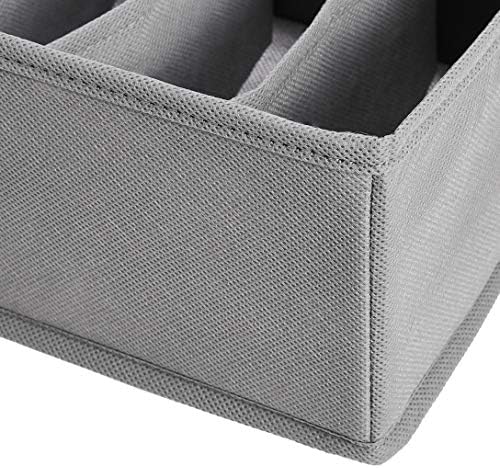 Amazon Basics Deep Drawer Organizer for Clothes, Collapsible Storage Boxes for Socks, Underwear and Baby Items, Set of 4, Gray